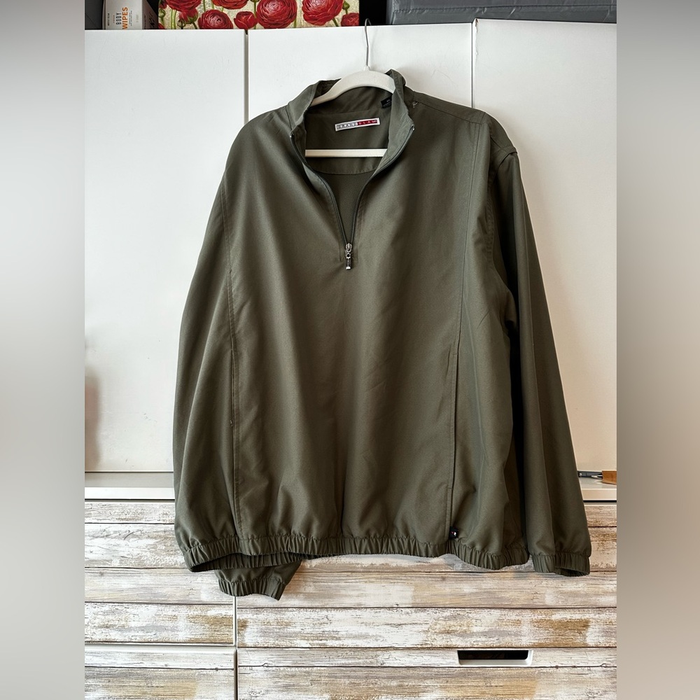 ⛳ Grand Slam XL Golf Pullover Windbreaker Jacket Olive Green 1/4 Zip